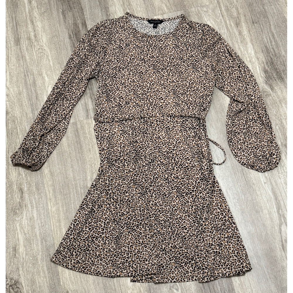 Banana Republic‎ Leopard Print Long Sleeve Belted Mini Dress Women Size S